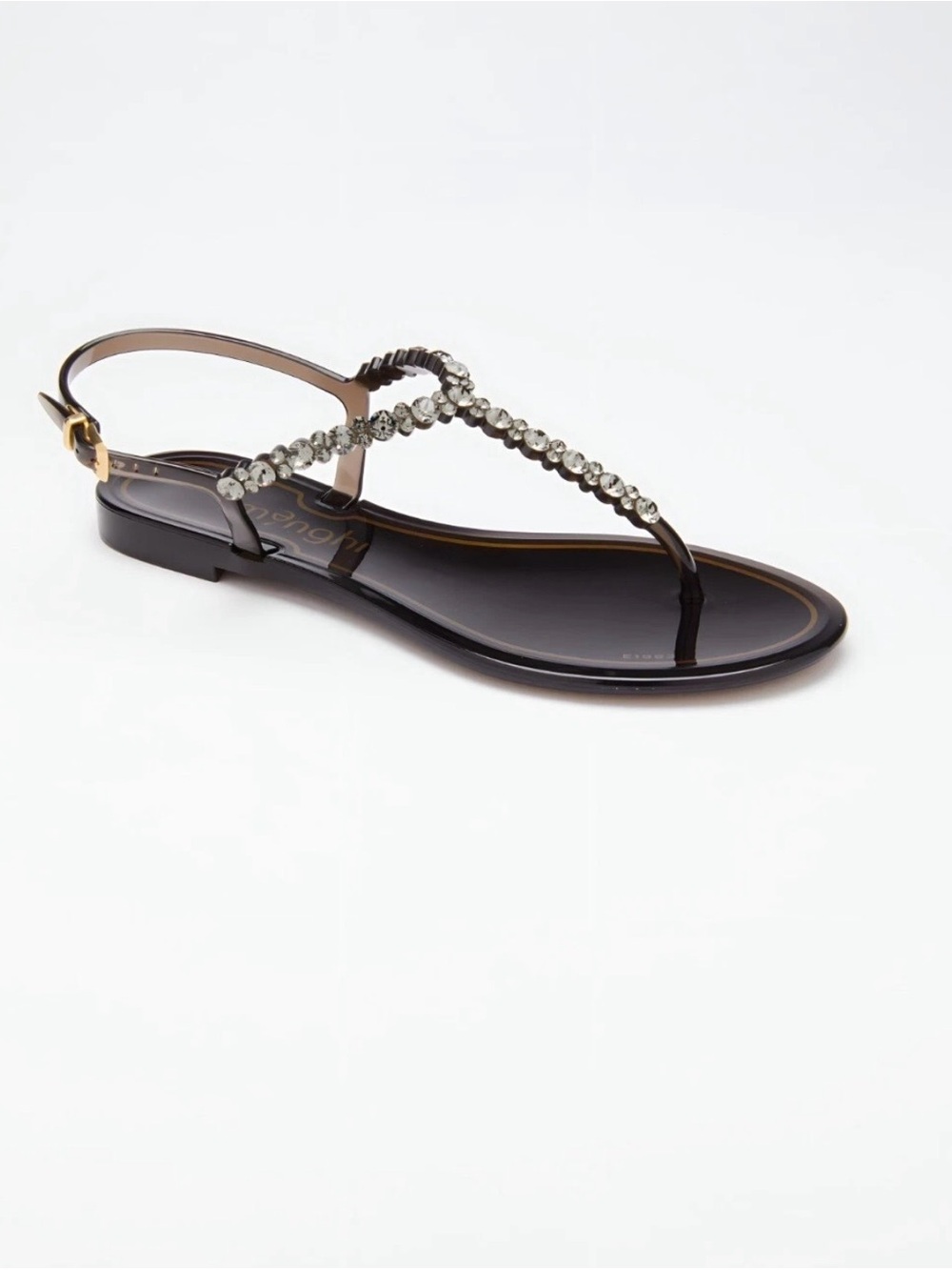 Women Black Jelly Sandals with Swarovski Crystal Size 40 MENGHI